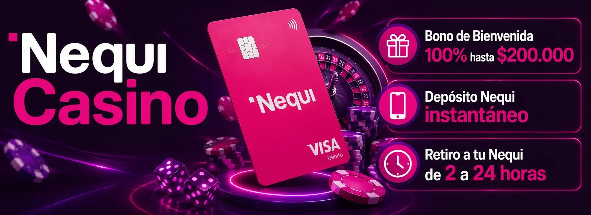 Bono de bienvenida del 100% hasta $200.000 en Nequi Casino